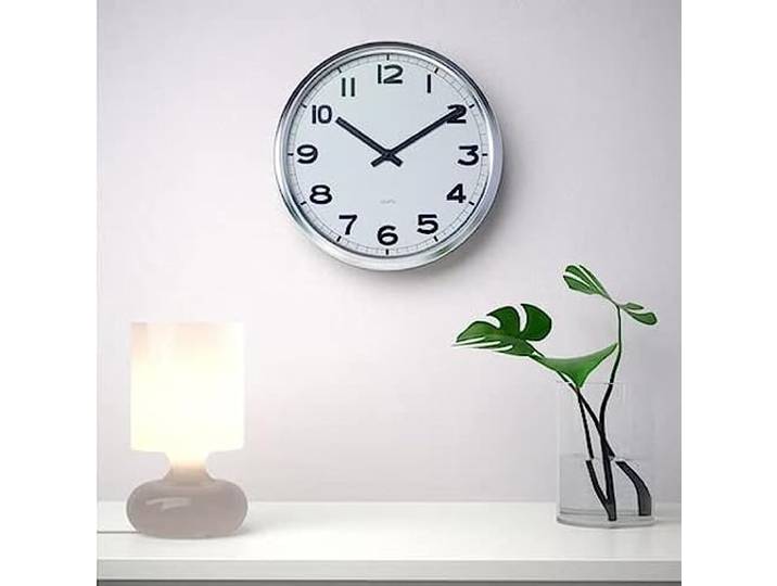 Ikea PUGG - Horloge Murale\, Acier Inoxydable chromé