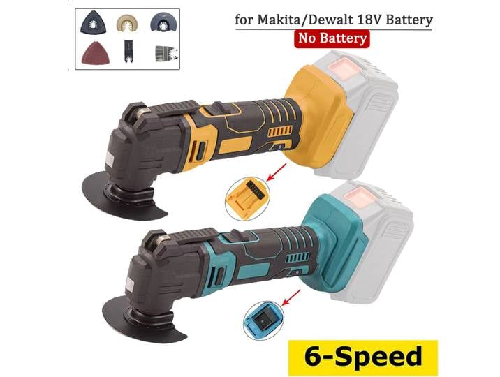 Scie électrique multifonction oscillante avec coupe-bordures/pelle/outil de coupe pour le travail du bois, adaptée aux batteries Makita/Dewalt 18V.