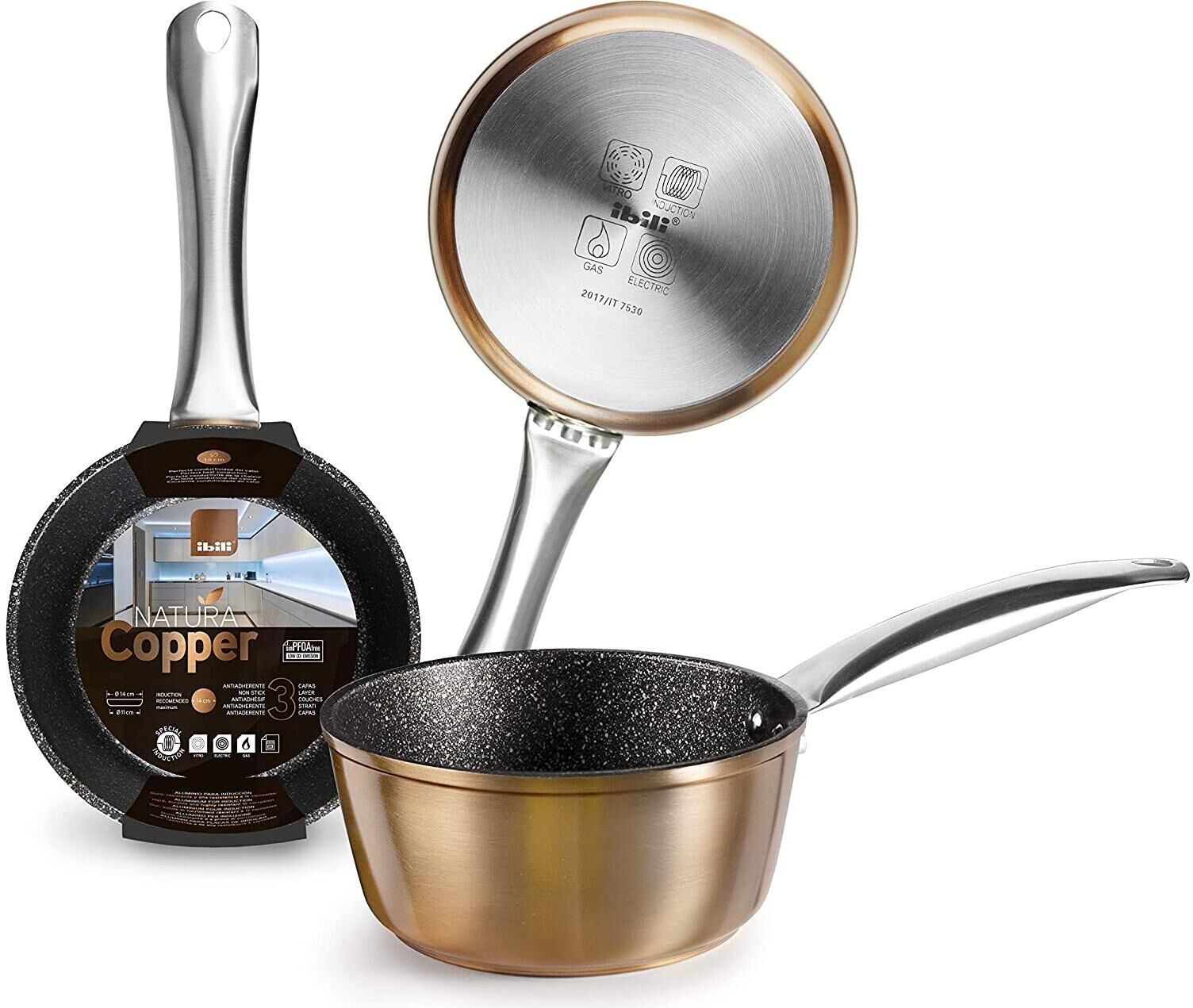 Kochtopf "Kochtopf Copper 16 cm", gold (goldfarben), H:7,5cm Ø:16cm, Töpfe, Kochtopf goldfarben 1,2 l + Ø 16cm + Höhe 7,5cm