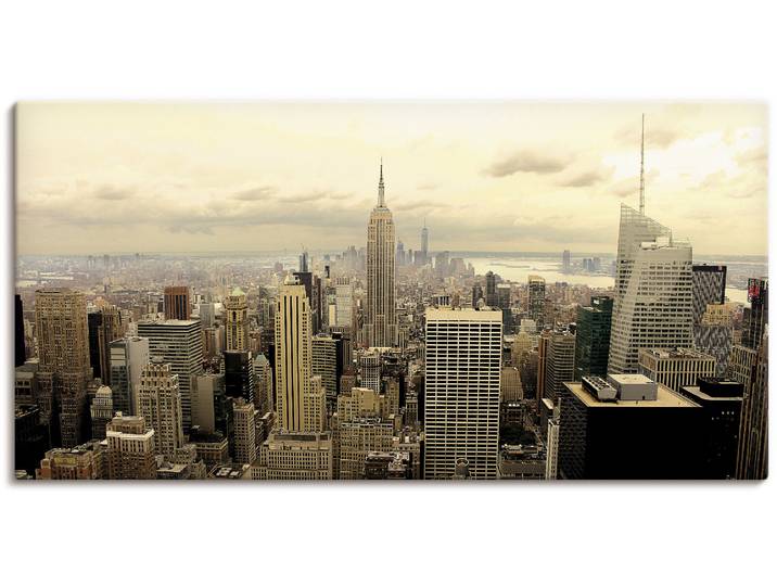 Leinwandbild ARTLAND Skyline Manhattan - New York , beige (farbe bild(er): natur), B:60cm H:30cm, Bilder, Leinwandbild, auf Holzrahmen gespannt