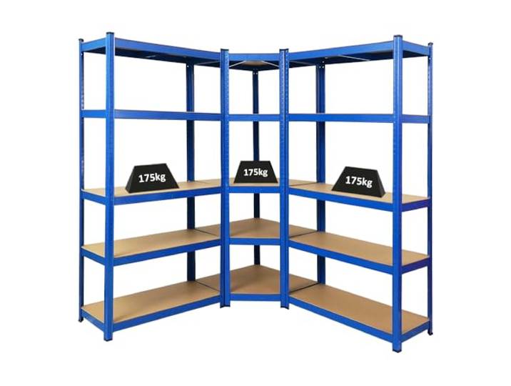 PROREGAL Mega Deal Eckregal Ragnar 1x: 180x70x40cm 2X: 180x90x40cm Blau Fachlast 175kg, Kellerregal, Steckregal, Garagenregal, Lagerregal