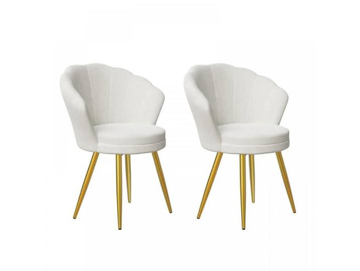 JEOBEST Lot de 2 Fauteuils Coquillage Chaises Coiffeuse en Velours avec Pieds en Métal adapté à Salon Salle à Manger Chambre