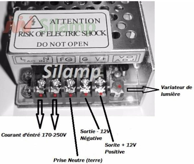 Silamp Transformateur 220V 12V 36W DC 3A