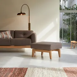 Fußhocker Bjorn aus braunem Stoff, 1 Sitzplatz
