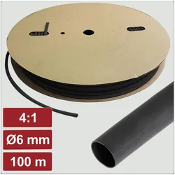 Electronic Garage, Schrumpfschlauch, EG25CA107 Schrumpfschlauch mit Kleber Schwarz 6 mm 1.5 mm Schr (100x)