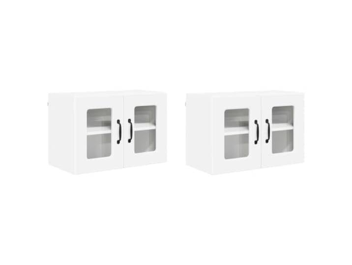 IBUQDDV Wandglas-Schrank Porto 2 STK. Weiß Holzwerkstoff Küchenschrank, Wandmontage, Holzwerkstoff, Weiß, 2 Stk., geräumige Fächer, Ablagen, Innenbereich, moderne Küche