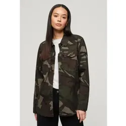 Superdry für Damen. W4010424A Grünes militärisches Überhemd (S), Lässig, Camouflage, Baumwolle, Langarm