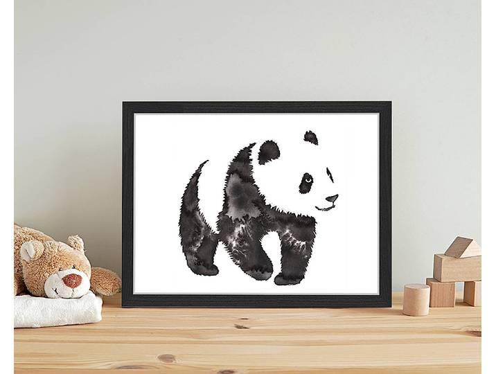 Tableau déco Water And Ink Draw Panda 33 x 43cm Multicolore