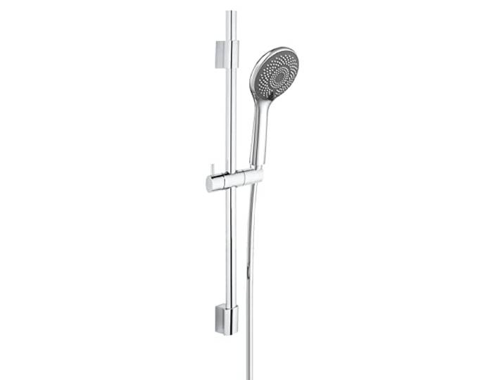 WENKO Brauseset Watersaving, Duschstange aus Edelstahl, mit wassersparendem Duschkopf mit 3 Strahlarten und Schlauch, für Durchlauferhitzer geeignet, Universalanschluss ½“, 70 cm, Chrom