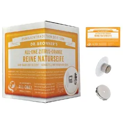 Dr. Bronner's All One Zitrus Orange reine Naturseife 140 g mit Magnetseifenhalter