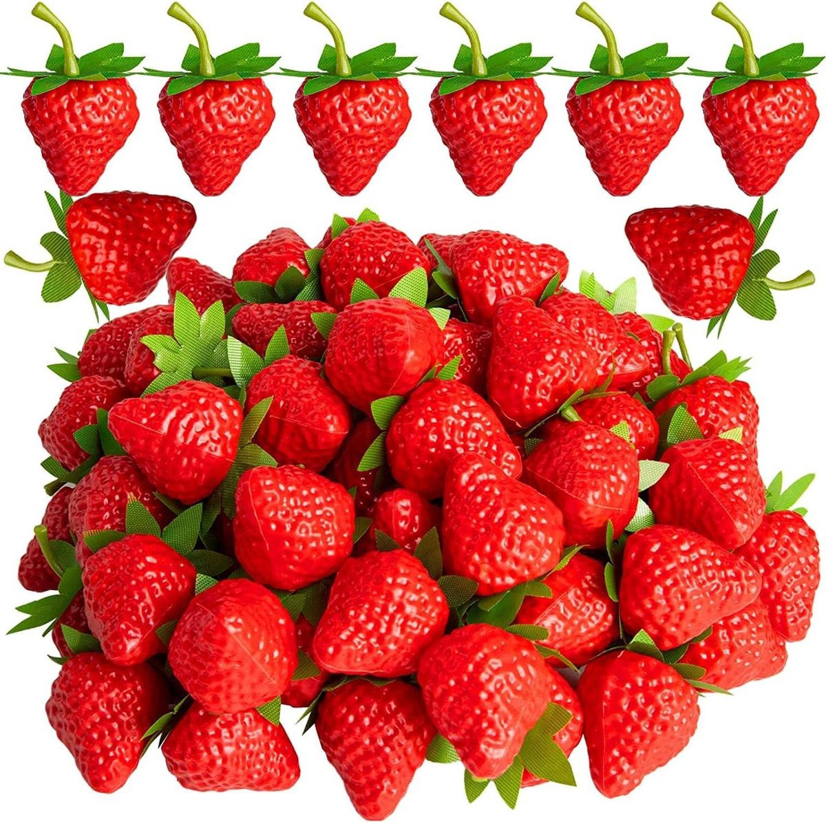 40 stuks Nep Aardbeien Kunstfruit Decoratie Rood