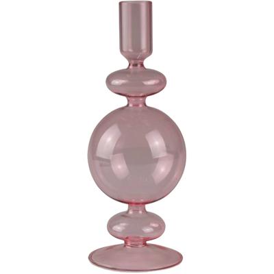 Kerzenständer AM DESIGN "Kerzenhalter mit kunstvollen Ausbuchtungen", rosa, H:22cm Ø:10cm, Glas, Kerzenhalter, Stabkerzenhalter aus Glas, Dekoobjekt