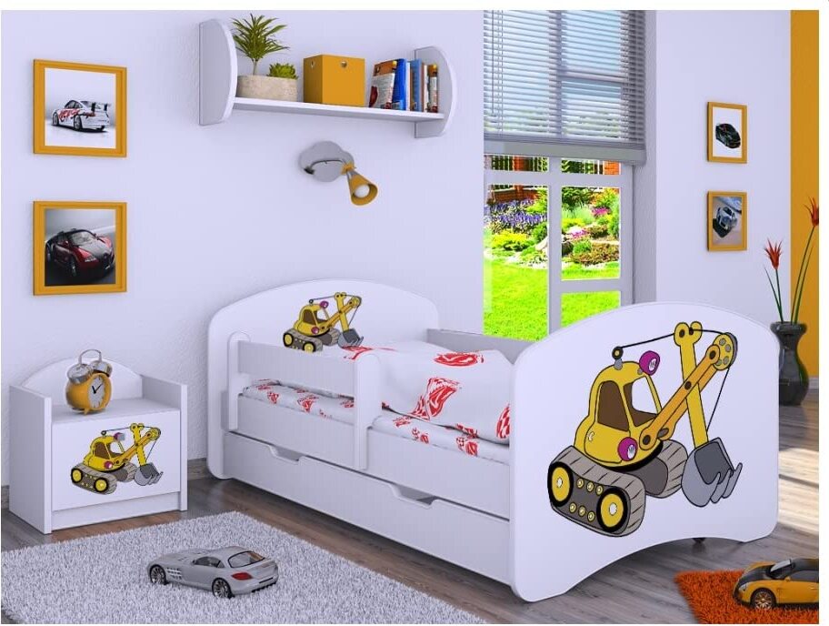 BDW, Kinderbett mit Matratze & Bettkasten, 190x90