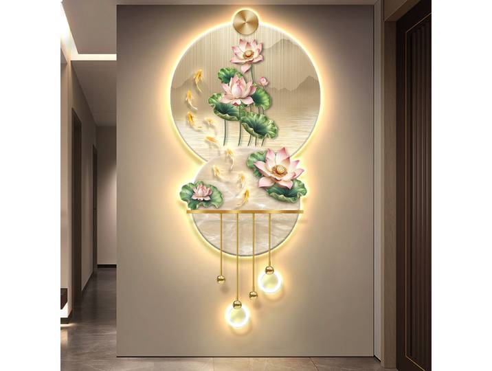 Lumière de luxe Lotus entrée Led peinture décorative décoration de la maison salon chambre canapé fond couloir Mural lumière