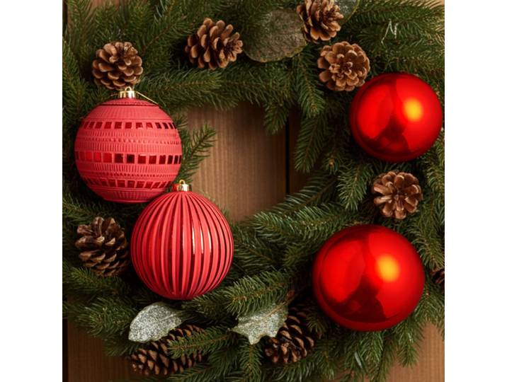 Weihnachtskugeln, 4 Stk., rot, Ø 15 cm, 3 verschiedene Designs