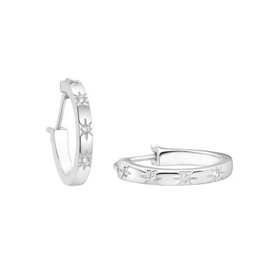Paar Creolen AMOR "Sterne", bunt (silberfarben, weiß, kristallweiß), Ohrringe, Damen, Silber 925 (Sterlingsilber), mit Zirkonia (synth.)