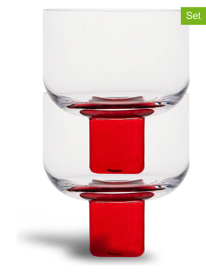 Byon 2er-Set: Gläser "Victoria" in Transparent/ Rot - 350 ml - onesize