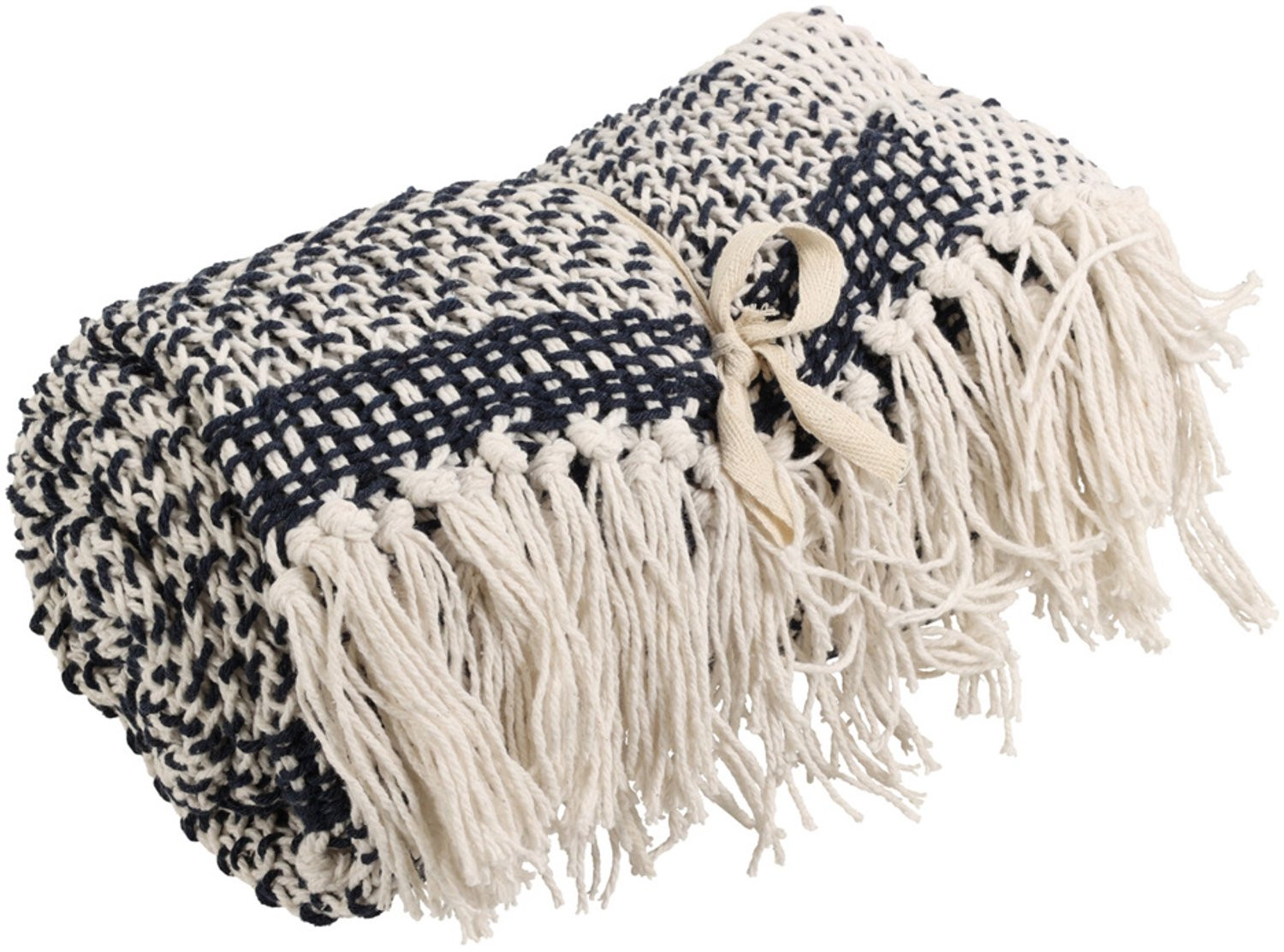 Home Styling Collection Gemêleerde katoenen deken antraciet 130 x 170 cm