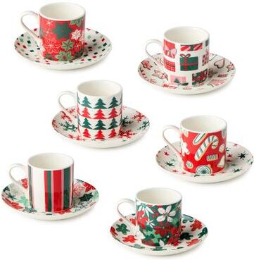 Certified International Holiday Spruce Set of 6 Espresso Cup and Saucer 4 oz.