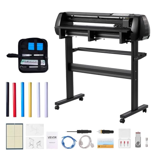 VEVOR Vinylsnijmachine met maximale invoerbreedte van 87 cm, dubbele messen, LED-display en Signmaster-software, zwart