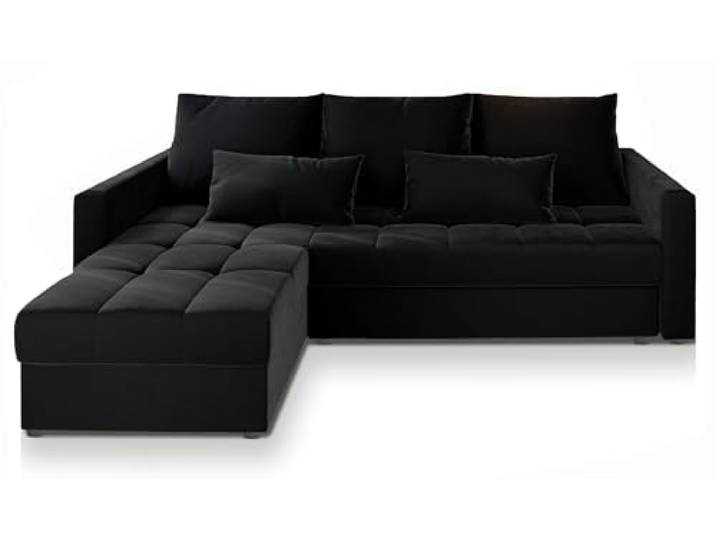 Masseno Ecksofa KOS PIK mit Schlaffunktion L-Form, Sofa mit Bettkasten, Wohnzimmersofa, Couch, Soffa, Bettsofa, Couchgarnitur- Schwarz, Kronos 07