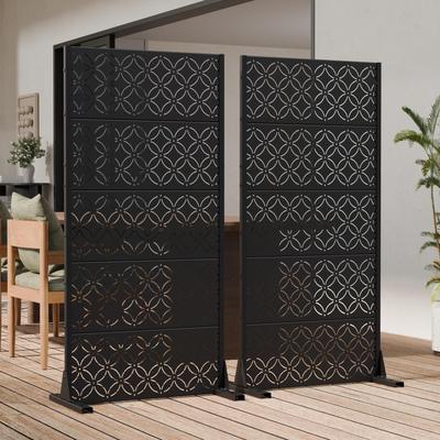 Lirago 2Pcs Outdoor Metal Privacy Screen Freestanding Decorative Fence Panel Laser Cut Garden Screen Divider