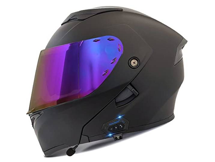 Bluetooth Motorradhelm Motorrad Klapphelm Modularer Helm mit Doppelvisier, ECE Genehmigte Kopfhörer für Automatische Antwort, Vollvisierhelm für Erwachsene Männer Frauen, S-XXL