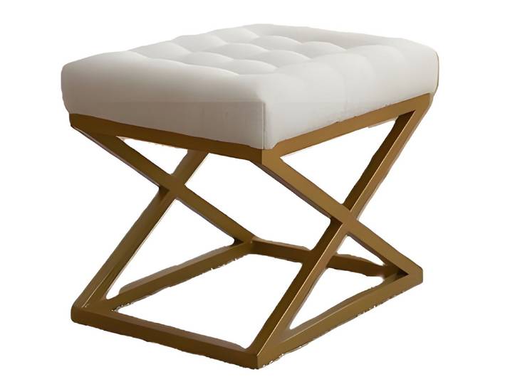 Xlmoebel Hocker Goldener Stoff-Sitzhocker für elegantes Wohnen und Entspannen (Hocker), Hergestellt in Europa