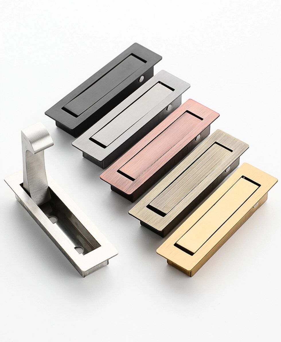 INF Eingelassener Zuggriff aus 304 Edelstahl – gebürsteter bündiger Schrank- und Kleiderschrankeinsatzgriff, verdeckte Basis Gold