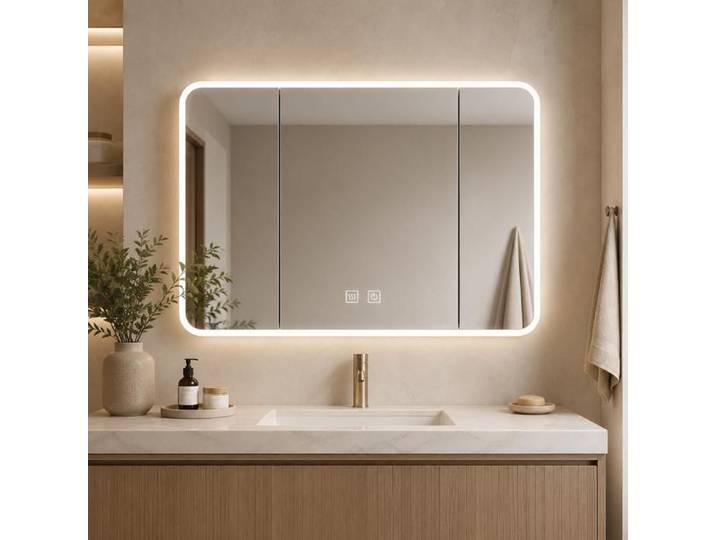 Armoire miroir LED salle de bain blanche - 100 cm - ALEN