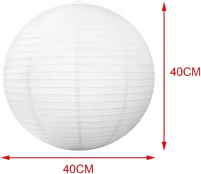 Inspire Curations Classic Round Hanging Paper Lampshade For Soft, Elegant Ambient Lighting 40cm