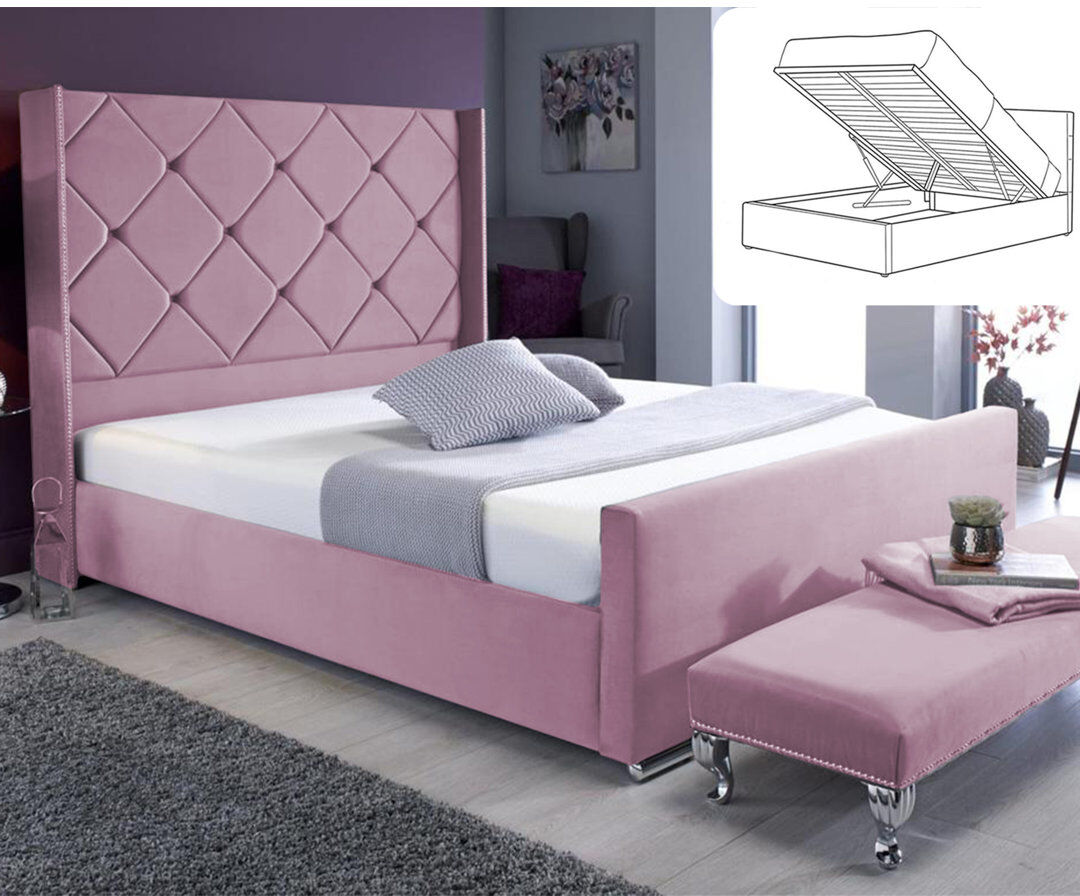 Britainsleep Upholstered Ottoman Storage Bed Lilac Small Double (4')