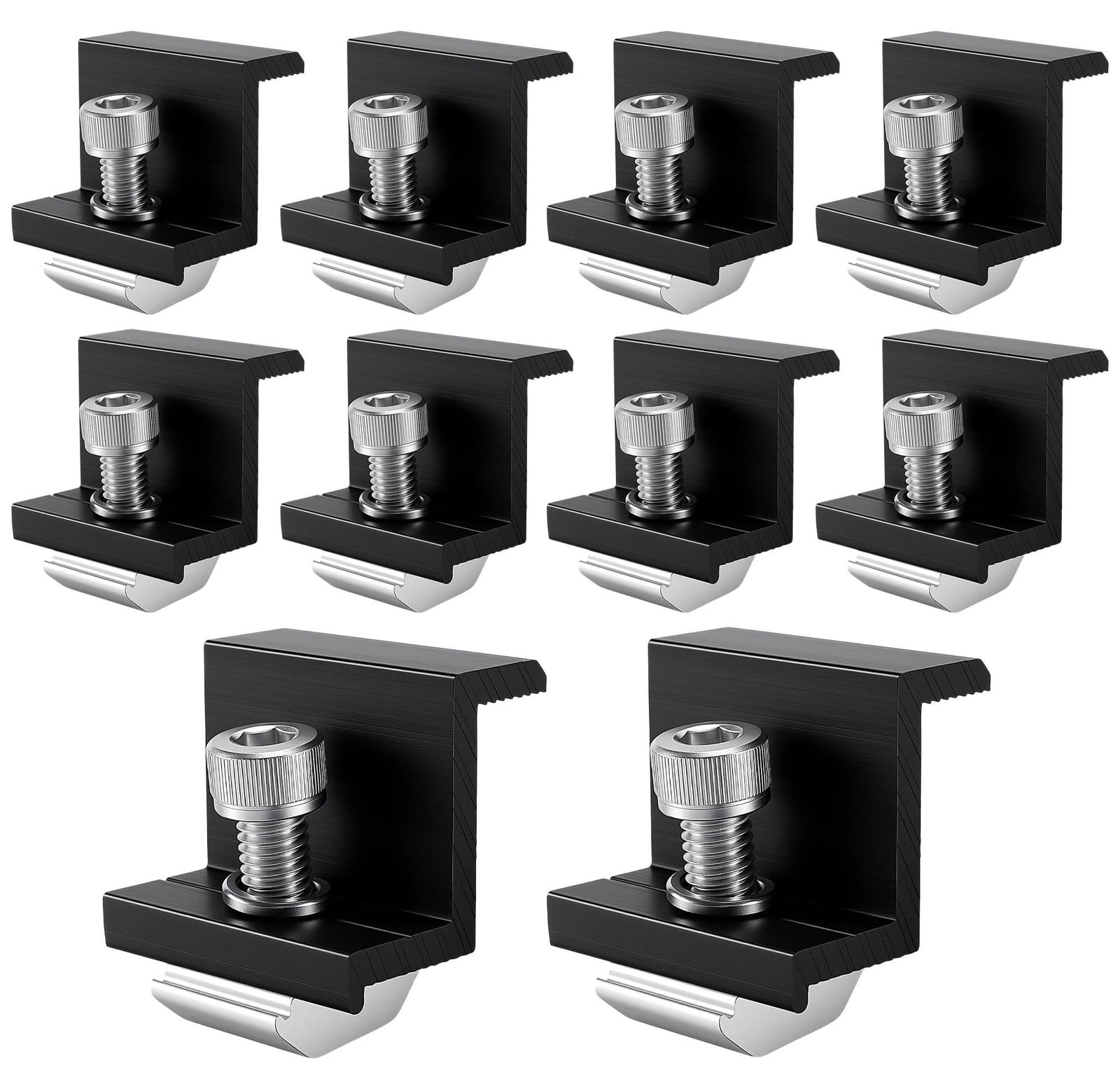 Dripio Zonnepaneelmontageset, 10 stuks, 30 mm, verstelbaar, aluminium, zwart