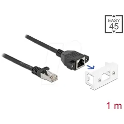 DELOCK 87111 - Netzwerk Verlängerungskabel, Easy 45, S/FTP, Cat.6a, 1 m, schwar