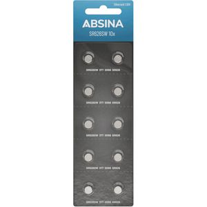 Absina Knopfzelle 377 SR66 / SR626 / SG4, 18 mAh, 10 Stück