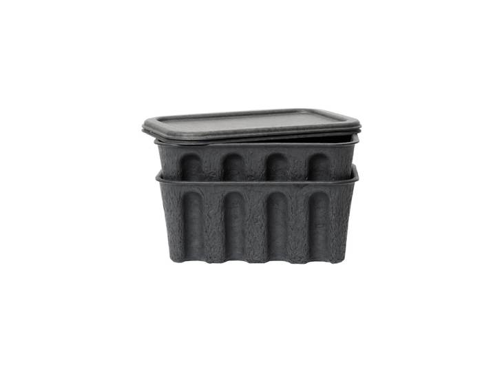 Ferm Living - Paper Pulp Aufbewahrungsbox, klein, charcoal (2er-Set)