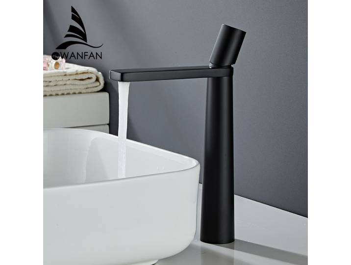 Robinet de lavabo en laiton, mitigeur de salle de bain, robinet noir/chrome, robinet de lavabo à poignée unique, robinet de lavabo chaud et froid 855921