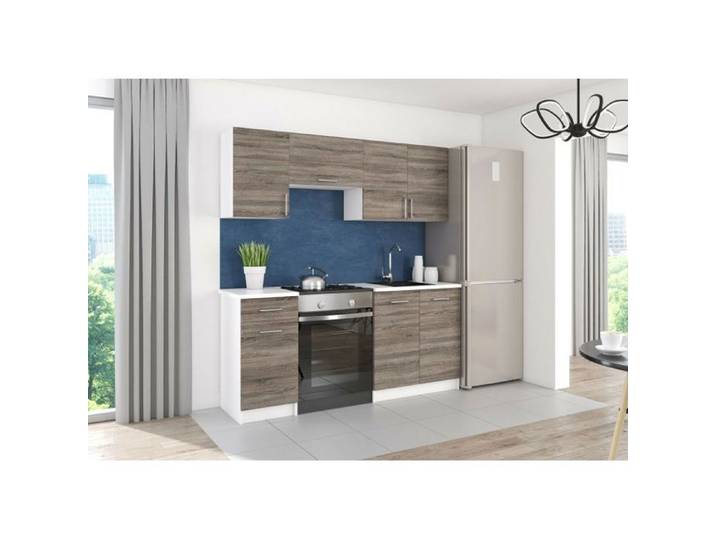 Cuisine Compacte Modulable Sonoma Sombre - Leco 180 cm
