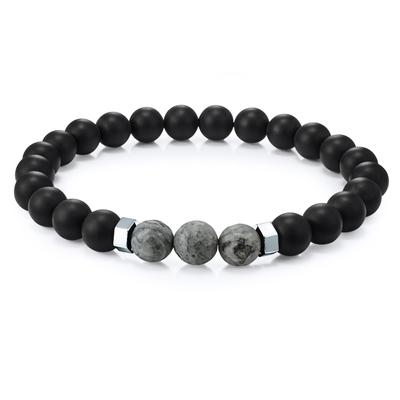 Armband TRUE REBELS "LL984", schwarz (schwarz, schwarz), Armbänder, Herren, Materialmix, Armband, mit Edelsteinen
