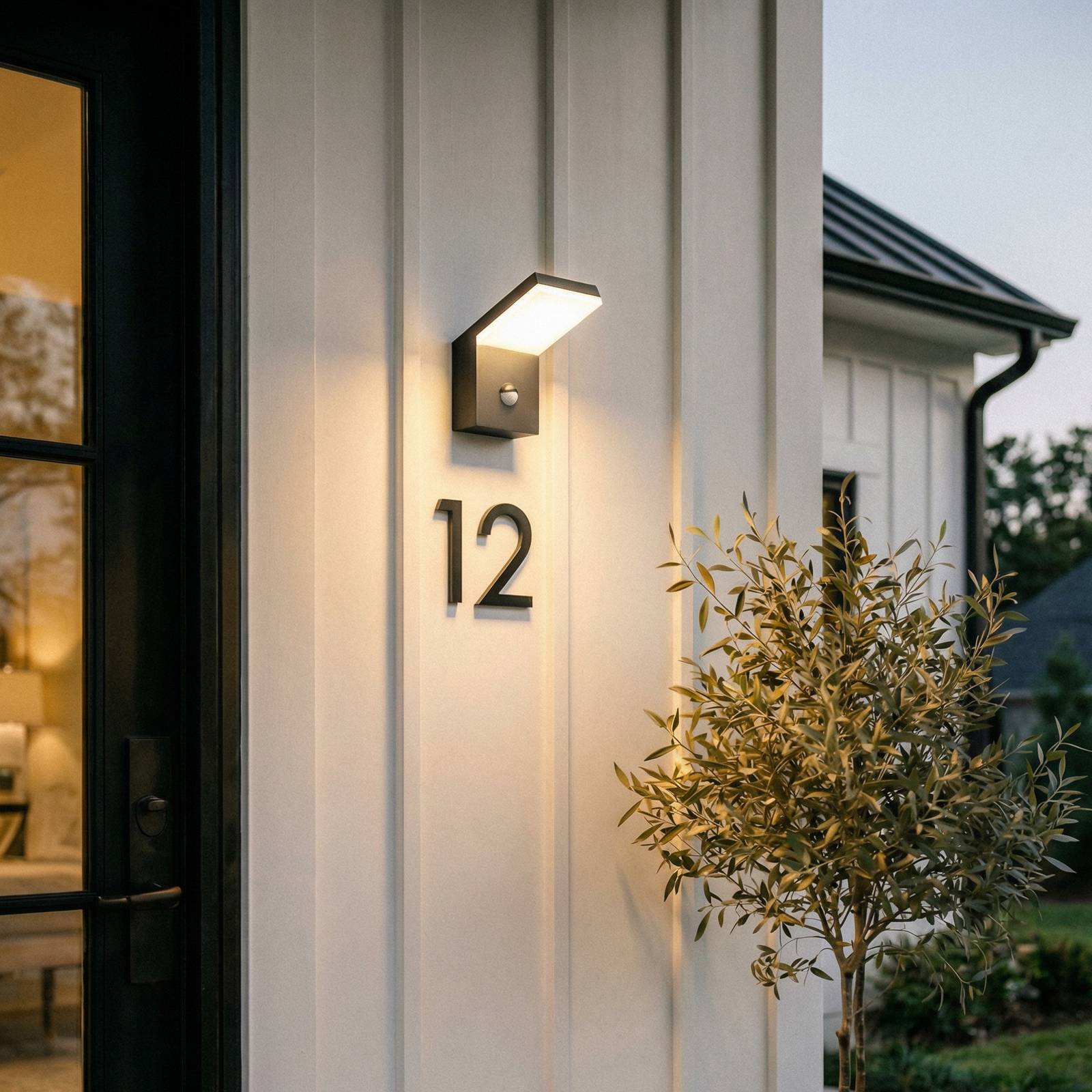 Udendørs væglampe med bevægelsessensor Yolena Arcchio, Sort, Aluminium, Moderne