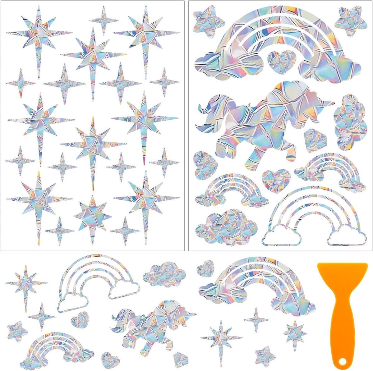 Raamstickers Prisma Zonvanger - 33 Stuks Transparante Stickers voor Regenboogeffect en Vogelbescherming