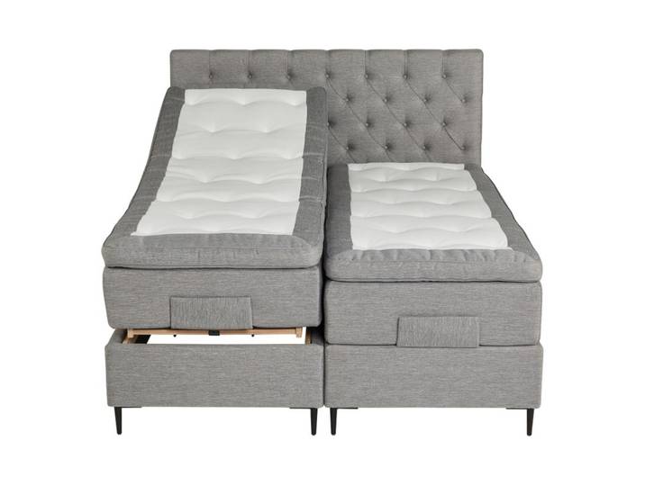 BOXSPRING lit complet relax CONTINENTAL gris 2x80x200 cm ép.66 cm