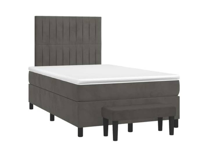 KKgypkn Boxspringbett Dunkelgrau 120x190 cm Samt mit höhenverstellbarem Kopfteil und Taschenfederkernmatratze