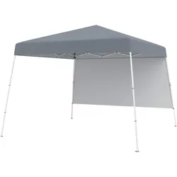 COSTWAY Pop-up-Pavillon 3x3m, 1 Seitenwand, Rucksack & 4 Anker, wasserdicht, Sonnenschutz, Grau.