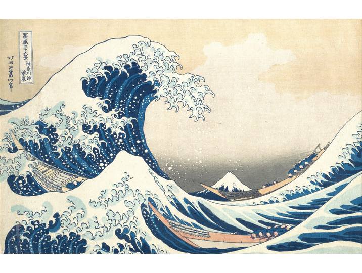 Fototapete PAPERMOON HOKUSAI WELLEN MEER SEE OZEAN TAPETE XXL , bunt, B:3,5m L:2,6m, Vlies, Tapeten, Fototapete