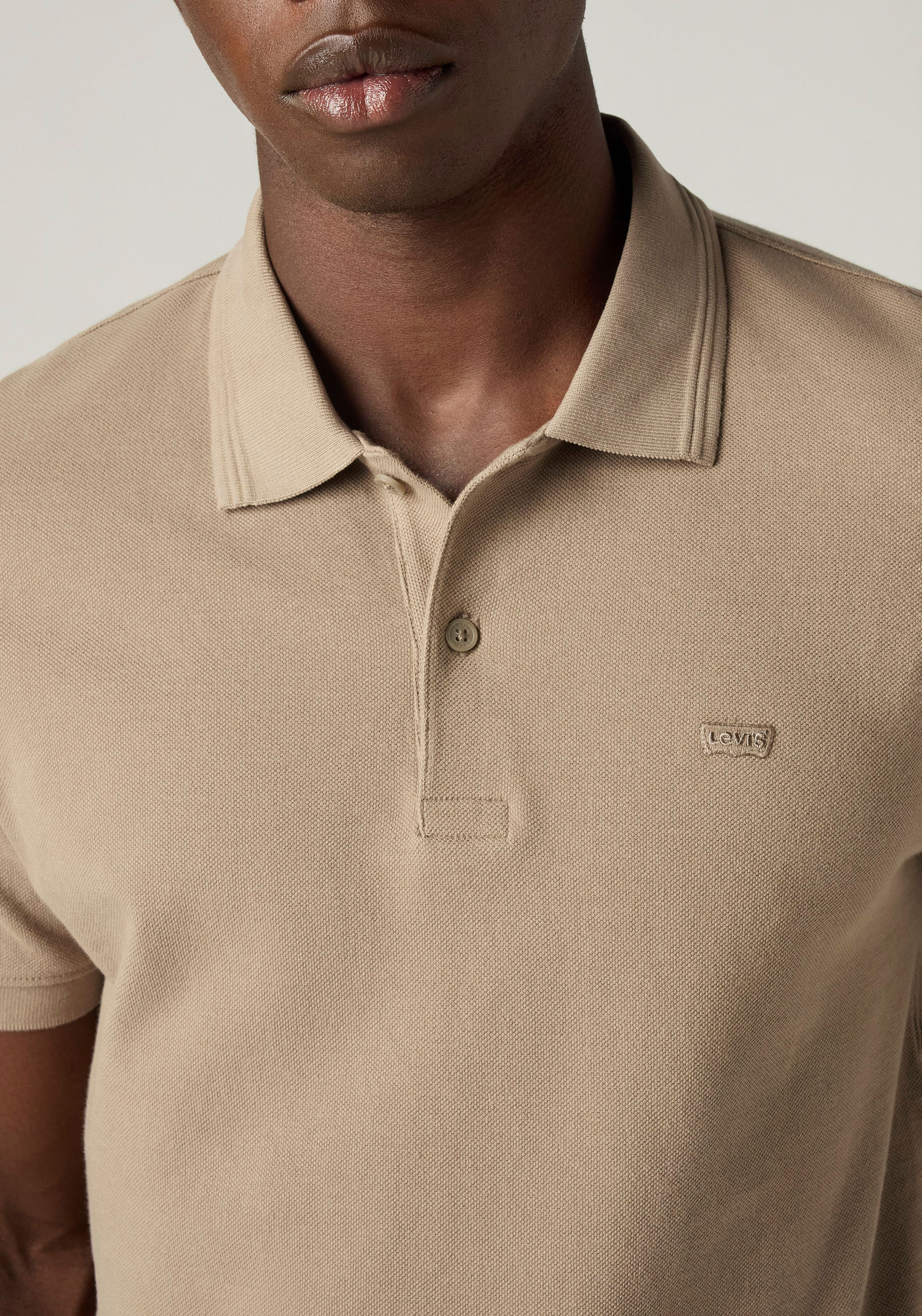 Poloshirt LEVI'S, Herren, Gr. L, beige (brindle), Piqué, Obermaterial: 100% Baumwolle, hüftbedeckend, ohne Ausschnitt, Shirts Poloshirt, Dezente Levi's- Applikation brindle L