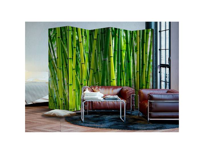 Paravent Bamboo Forest Vlies / Buche Grün 225 x 172cm 5-teilig
