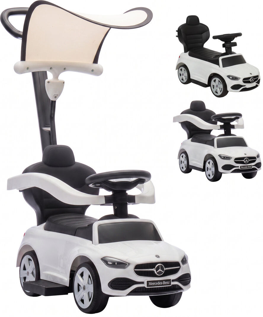 HOMCOM 4 in 1 Licensed Mercedes-Benz Ride on Push Car with Canopy White