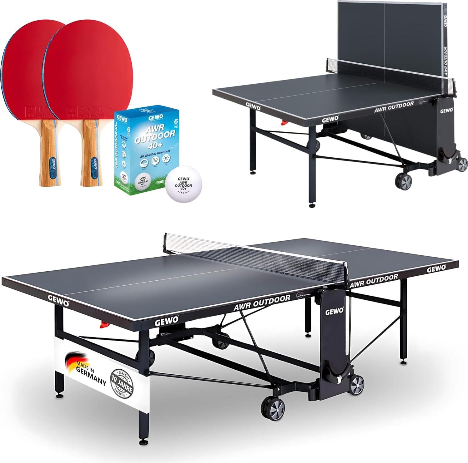 GEWO Tischtennisplatte AWR Outdoor grau - Wetterfest, robust & platzsparend