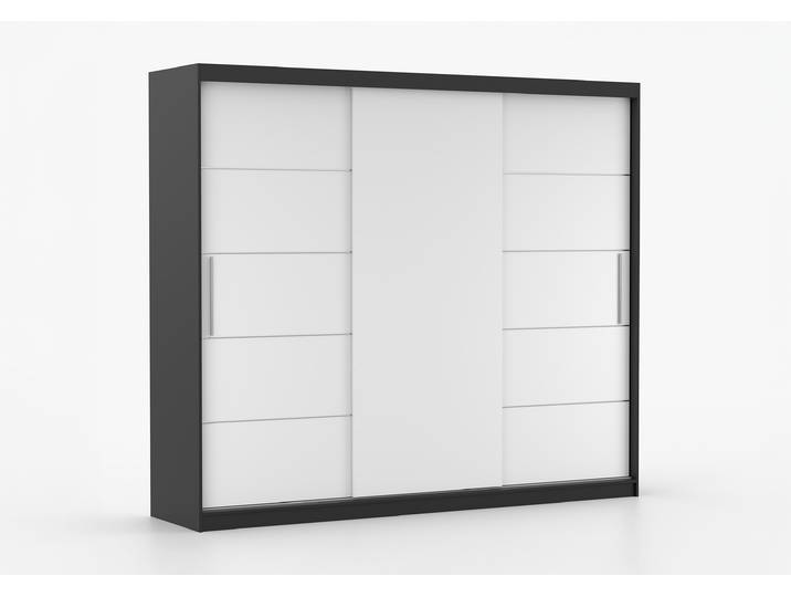 Schwebetürenschrank ALBA II 250 cm Schwarz Weiß Ohne LED-Beleuchtung